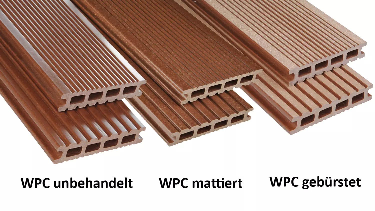 WPC Dielen HK Exklusiv fein/grob schokobraun mattiert, 26x145mm, Länge 4m