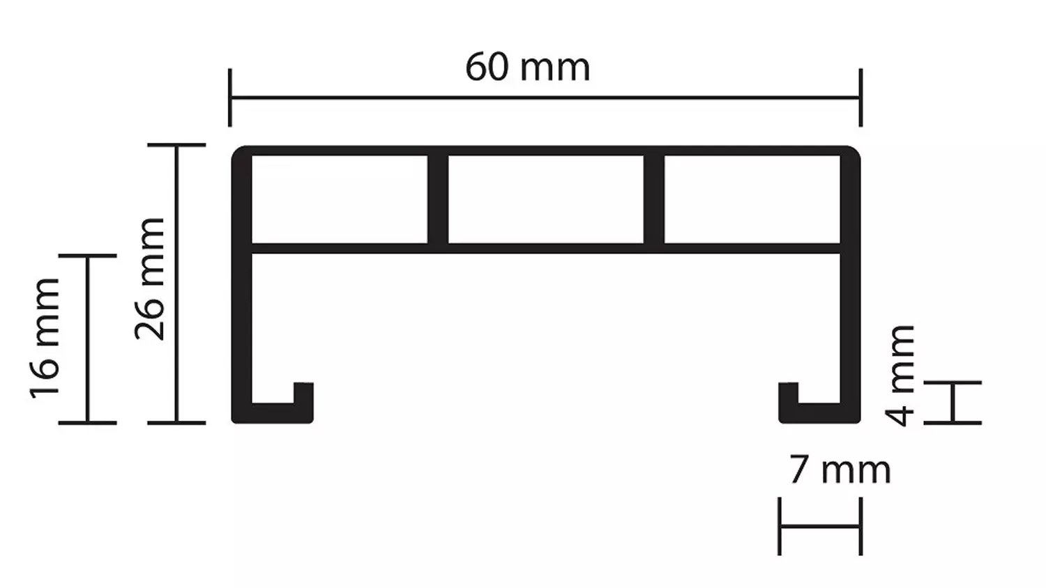 Holzverbinder L 20cm, für Aluminium-Unterkonstruktion 26x60mm