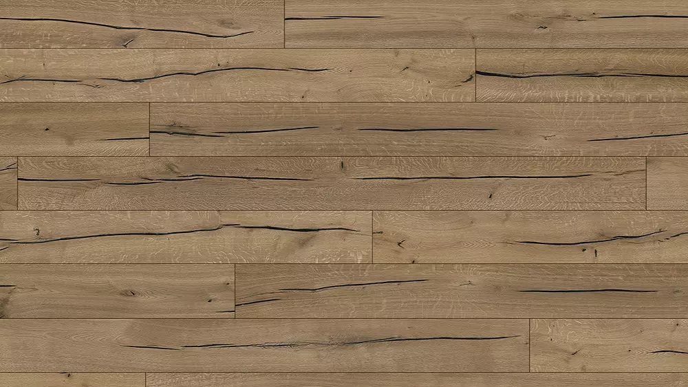 Parkett Eiche XL "Heritage" Rustikal, geräuchert, naturgeölt, stark gebürstet, Klick, 15x260x2200 mm, 3,432 m² / VE