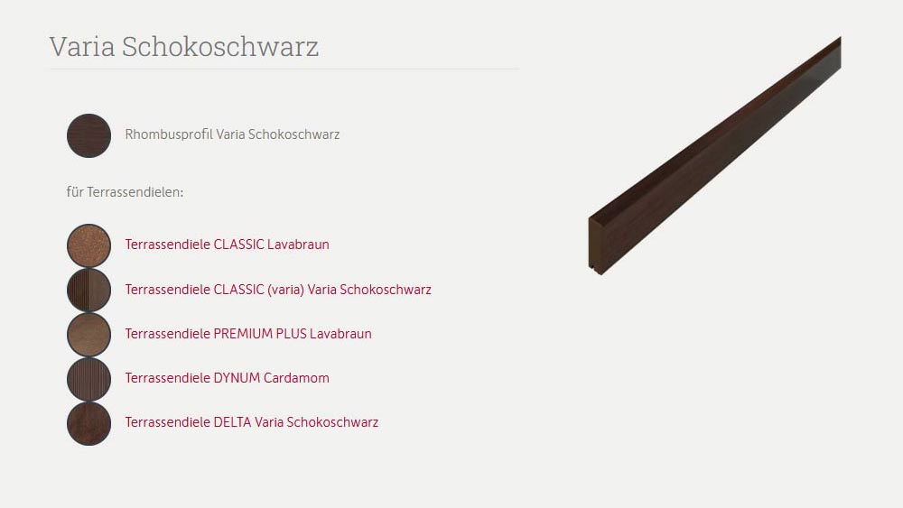 Megawood WPC Rhombusleisten 20,5x81mm, Länge 4,20m, varia schokoschwarz